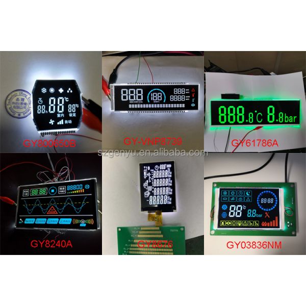 White LEDs Backlight Large VA Black Color Display Screen for Customized Monochrome Segment LCD in Monitor Controller Devices