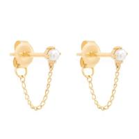 Buy cheap 925 Sterling Silver Chain Drop Pearl Earrings White Freshwater Pearl Earrings product