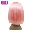Buy cheap Brazilian Human Hair Short Colored Bob Wigs 180% Density Pink Lace Front from wholesalers
