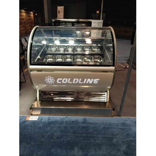 Front Opening Glass Door Gelato Showcase Display Freezer 1000L