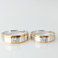 Buy cheap 18K Double Color Any Occasion Men17 Women12 Wedding Ring Pair Gold product