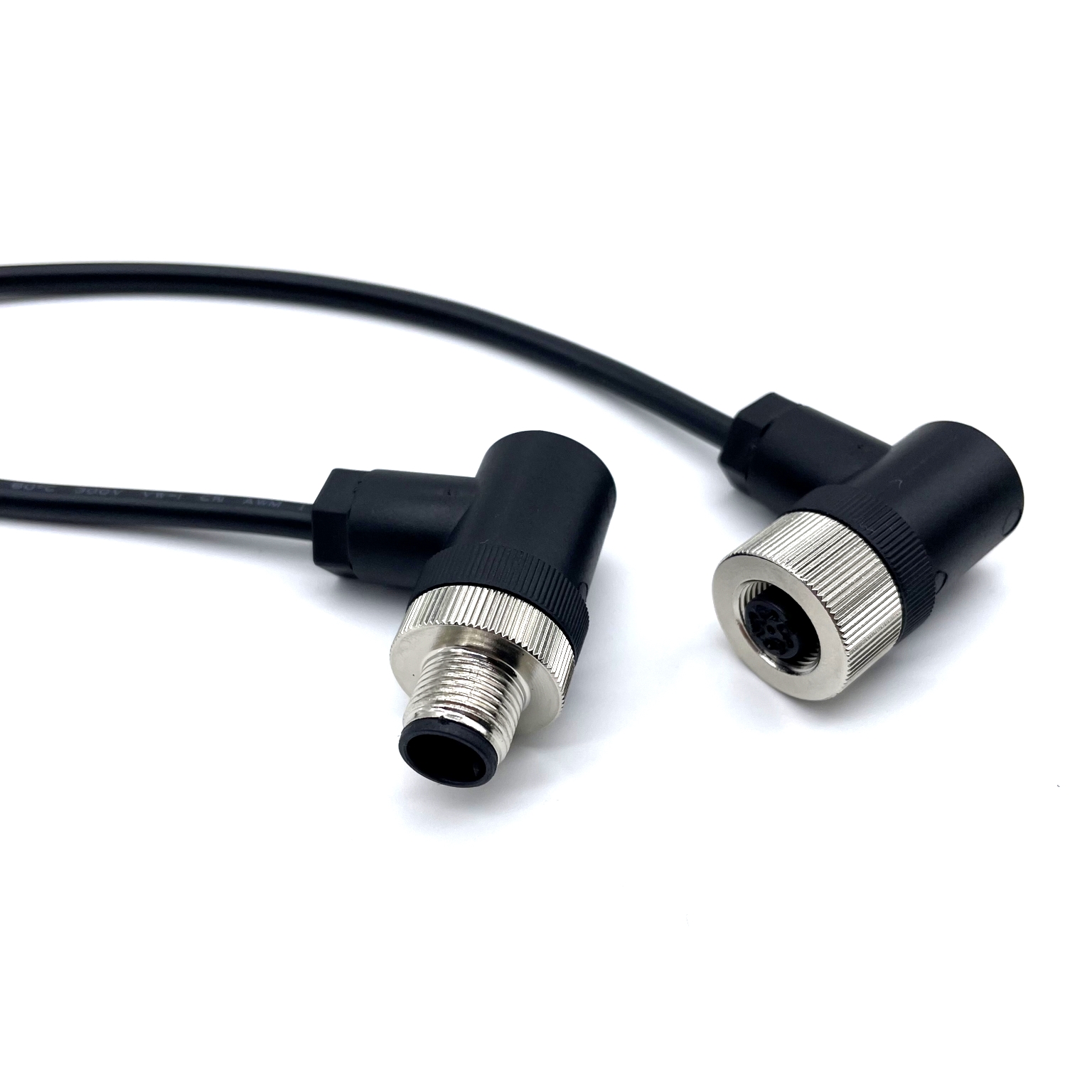 90 Degree Right Angle Custom Waterproof Cables M12 4 Pin Connector Male Female 2P 3P 4P 6P 8P