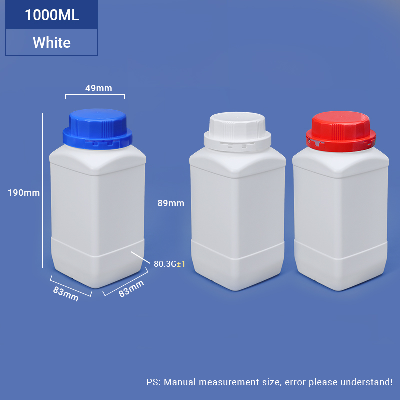 1000ml Food Grade HDPE Square Bottle for Laboratory Classification and Custom Packaging
