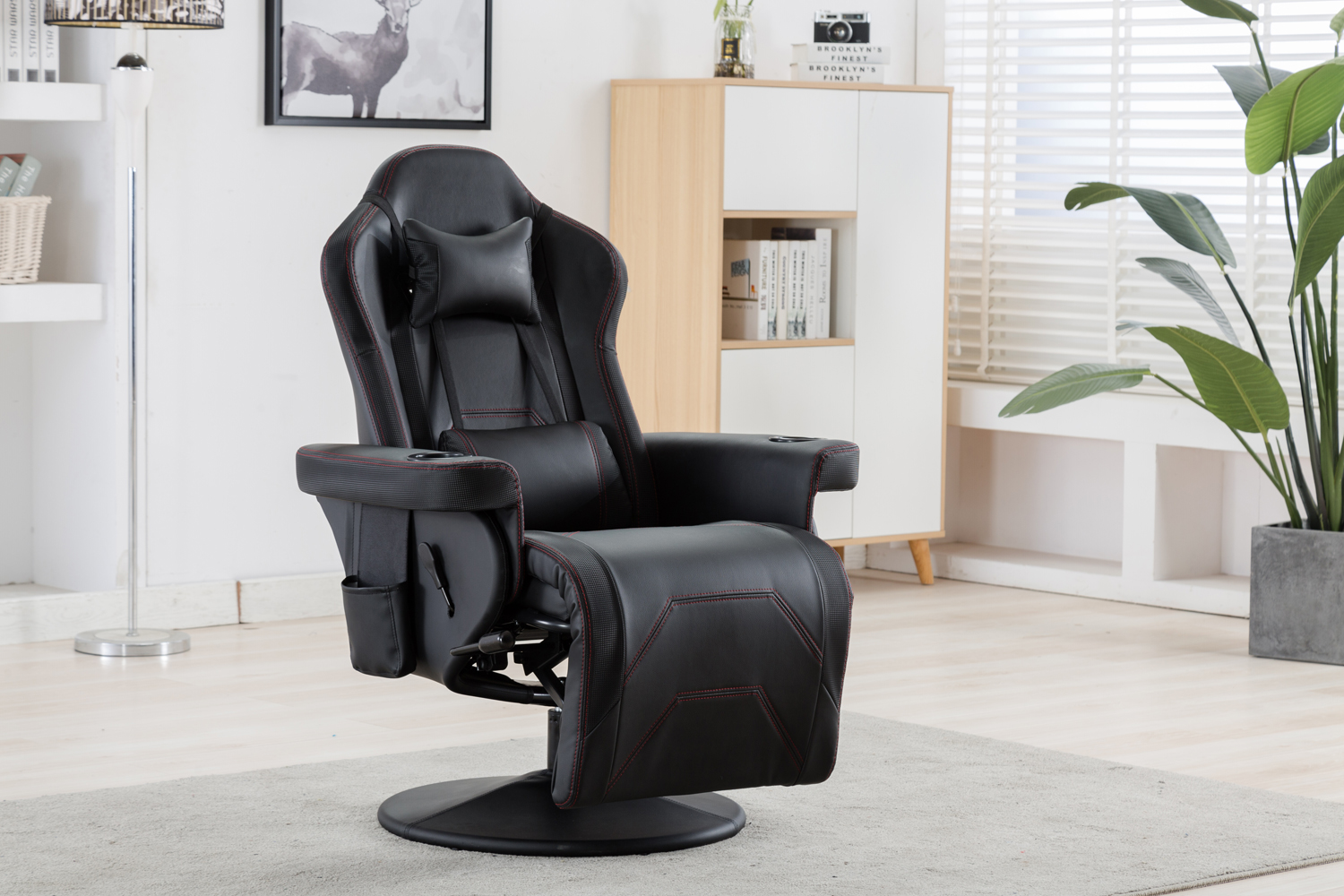ODM Luxury Gaming Chair With Cup Holder Red Racing Style Leather Ergonomic Seat Swivel Office Sofa