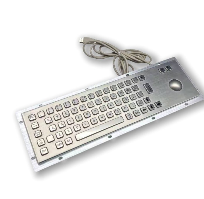 KIOSK IP65/IK07 Stainless Steel Industrial Keyboard With Trackball Waterproof Dustproof Explosionproof Rear Panel Mounted -40℃