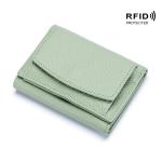 ANTI-THEFT BRUSH WOMEN'S LEATHER WALLET SHORT CARD BAG THREE FOLD SMALL WALLET