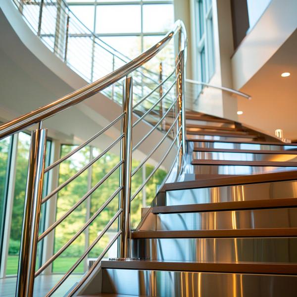 Corrosion-Resistant Stainless Steel Handrails with 8mm Glass Clamps for