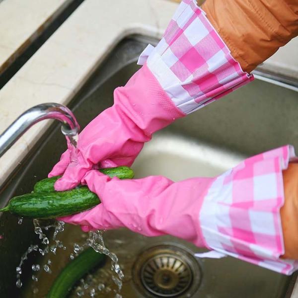 Buy cheap With Beautiful Patterns PE Waterproof Cloth Extra Long Sleeve Rubber Gloves from wholesalers