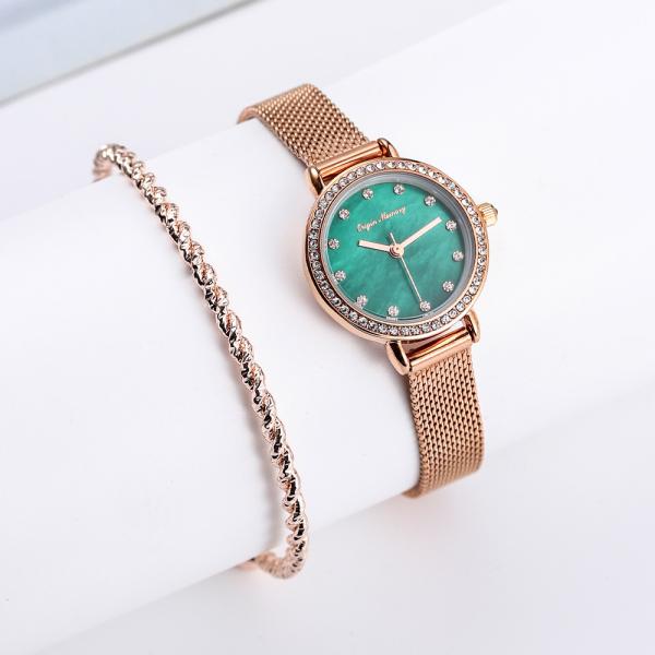 Buy cheap Rose Gold 27mm Ladies Watch Gift Set With Fried Dough Twist Bracelet from wholesalers