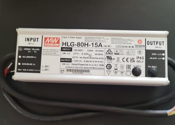 Waterproof IP65 LED Driver 60w 75w 80w HLG-80H-15A 15V 5A Constant Current /