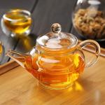Healthy Glass Tea Infuser Teapot , Heat Resistant All Glass Teapot With Filter
