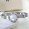 Buy cheap Stainless Steel Bracelet with White Shell, Diamond Cuff Bangle, Silver , gold color women bangle from wholesalers