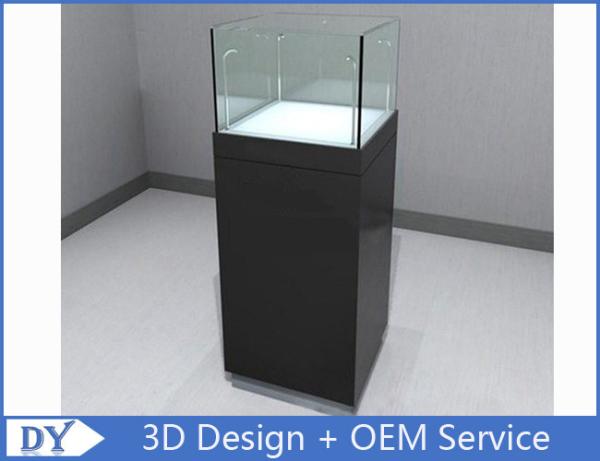 Buy cheap Glossy Black Custom Glass Jewelry Display Case , Square Display Pedestals With Cabinet from wholesalers