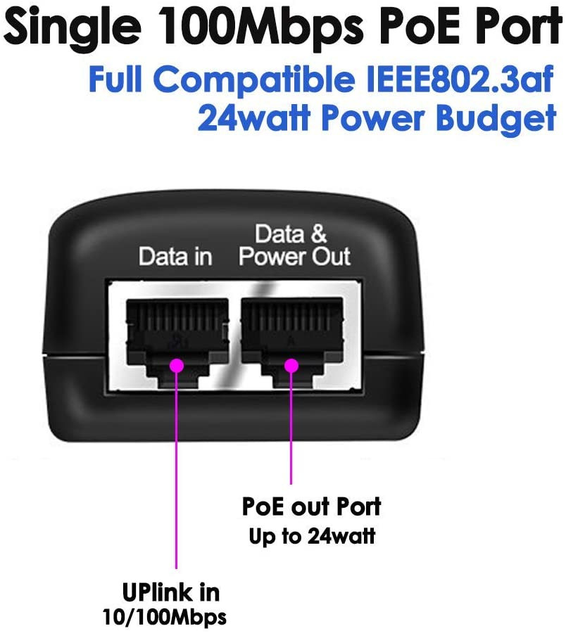24W DC48V 0.5A POE Power Adapter OEM ODM Accepted