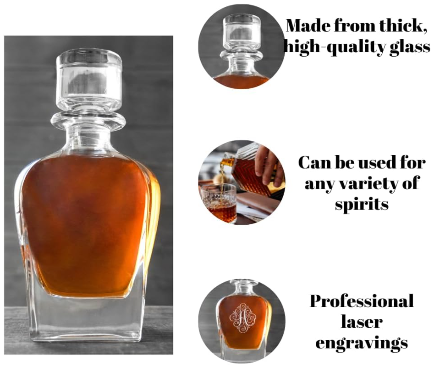Unique Family Bar Tequila Glass Bottle Decanter with Hot Stamping Surface Handling
