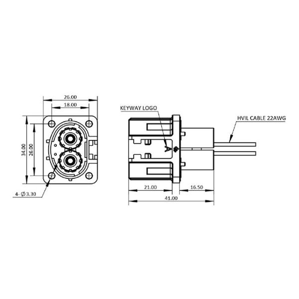IP68 Waterproof Battery Connectors , UL94V-0 Battery Socket Connector