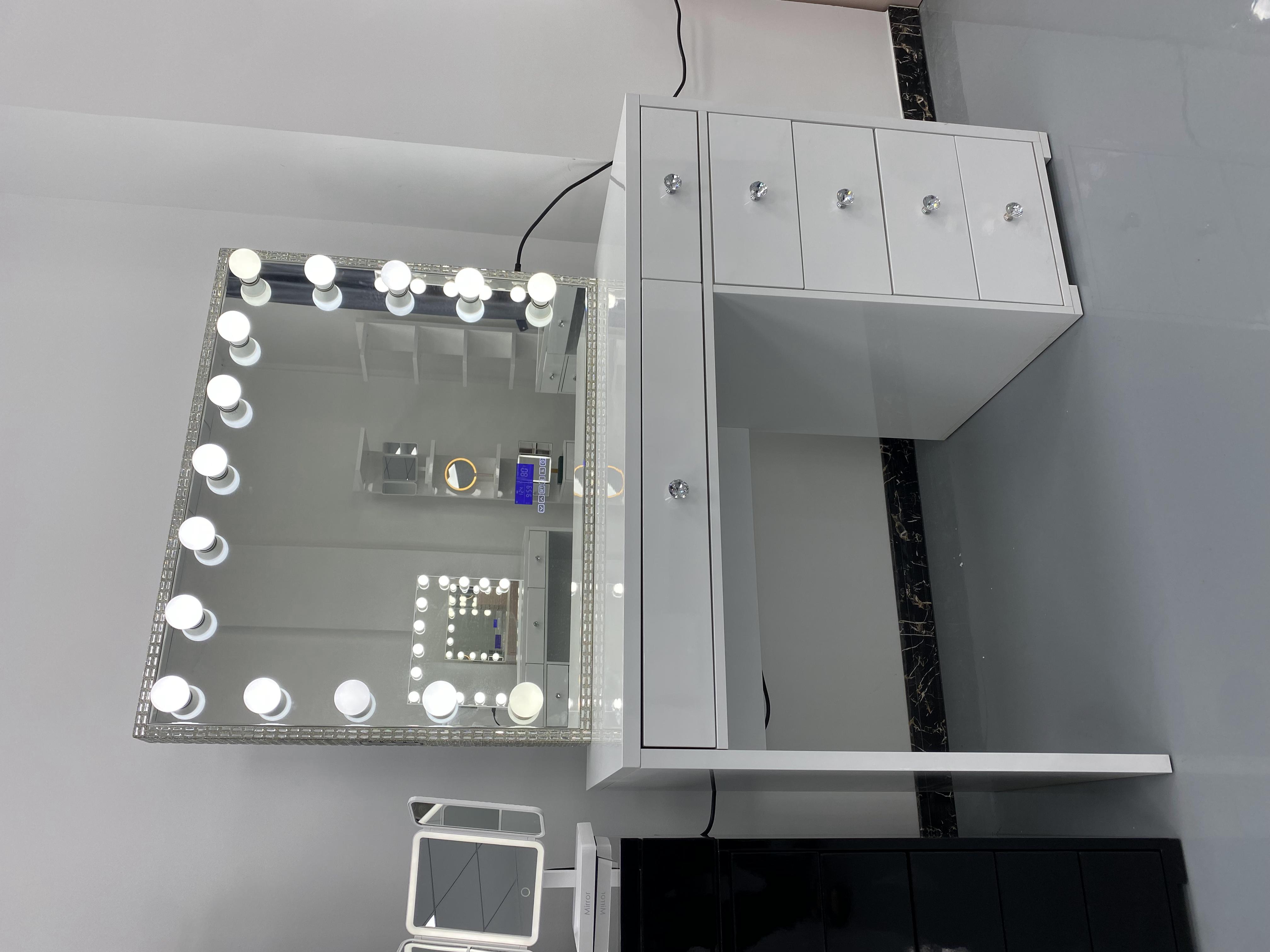 Y Packing Modern Dressing Table With Light Mirror Bedroom Vanity Dresser Makeup Desktop Led Mirrors Set Drawers Dressers
