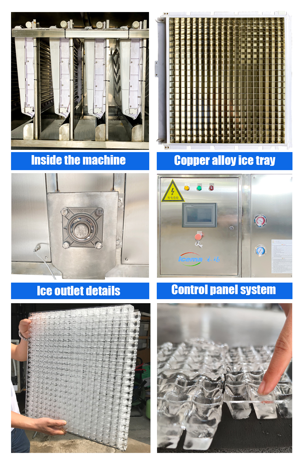 Restaurant Supermarket 5T Automatic Control System Industrial Ice Cube Maker Machines