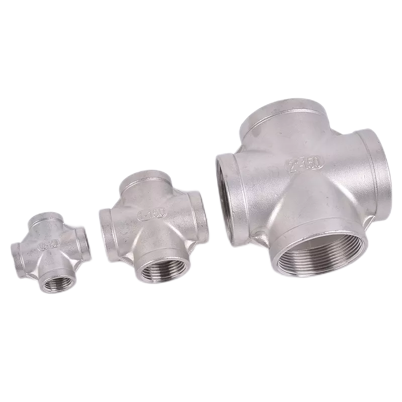 Cylindrical Head Code 201 304 316 Four Way Equal Male And Female Threaded Cross NPT BSP