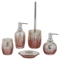Buy cheap Mercury Classic Glass Bathroom Accessories Set Pink Color Pumpkin Shape product