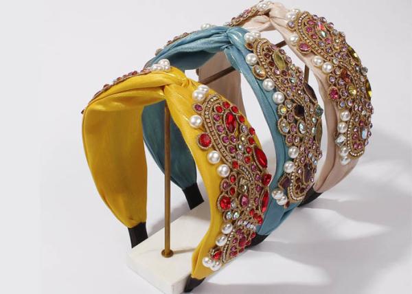 Buy cheap New Bohemia ornate fabric headbands with diamond-encrusted imitation pearl hair accessories for ladies girls from wholesalers