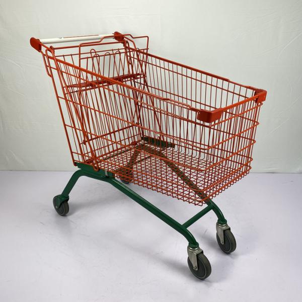 Buy cheap 210L Customized Metal Supermarket Shopping Trolley European Type Red And Green Color from wholesalers