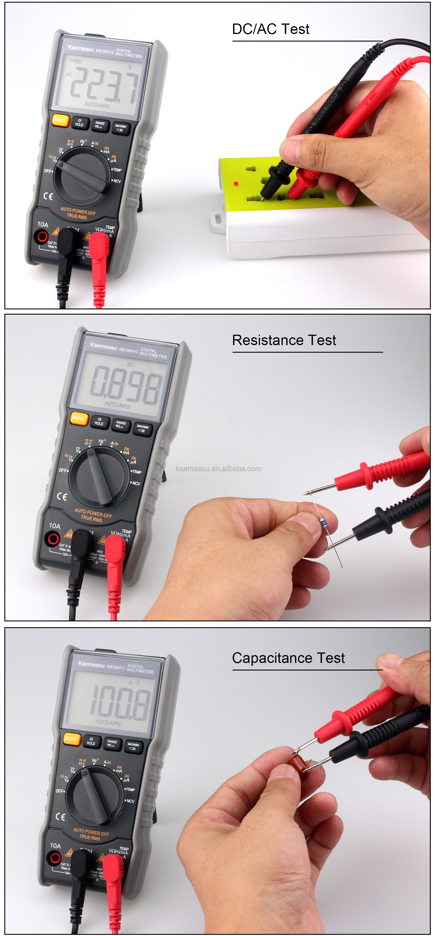 Anti Burn Electric Multimeter True-rms Ncv Ohm Hz Tester Smart Digital Multimeters With Temperature Probe