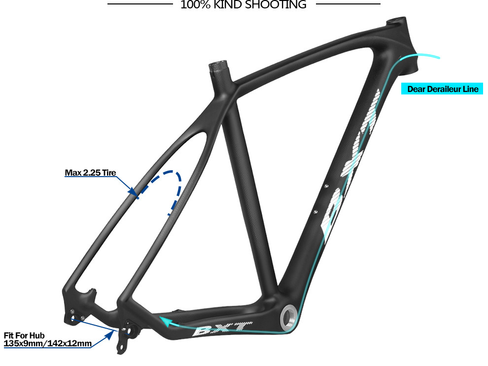 Full Carbon Fiber Mountain Bike Frame Hardtail 29er Gloss Matte Black MTB Bicycle Frame
