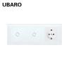 Buy cheap Type 228 2 Gang Wall Mounted Tempered Glass Panel Switch Socket Combination from wholesalers