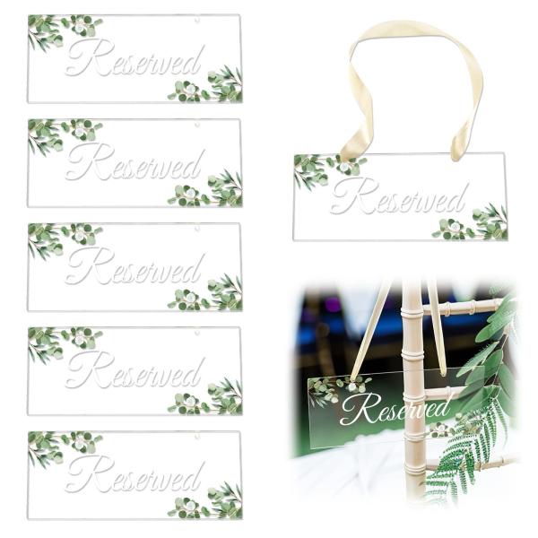 Buy cheap 6 Pack Reserved Hanging Acrylic Sign With Greenery For Wedding Chairs / Church Pews from wholesalers