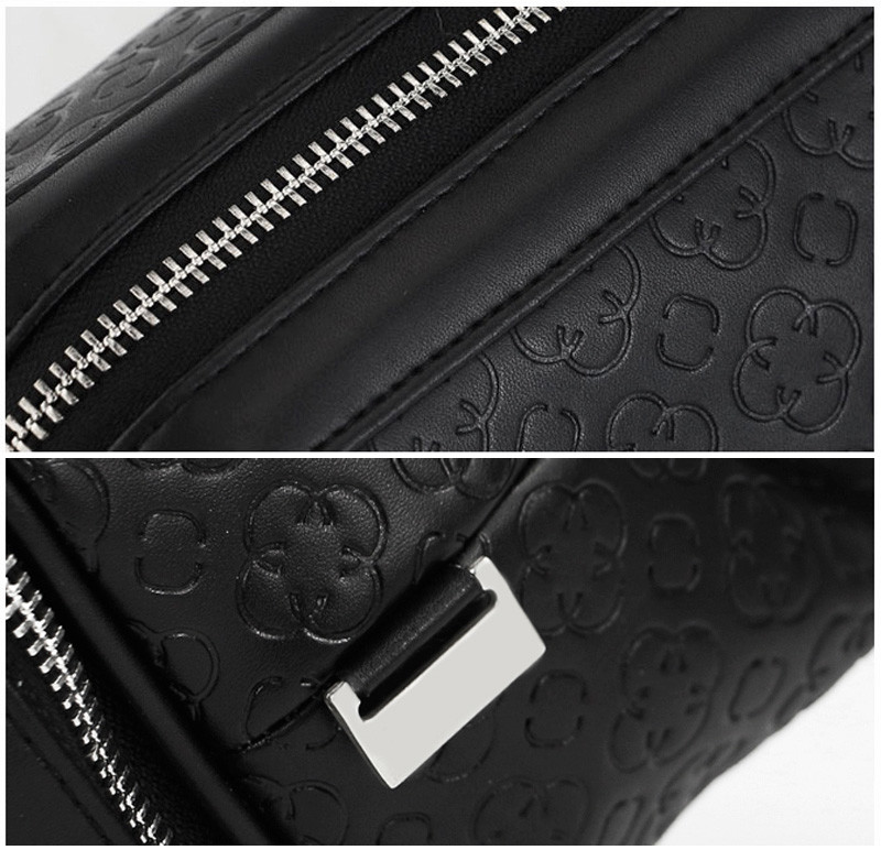 Travel Portable PU Leather Makeup Cosmetic Bag with Double Zipper