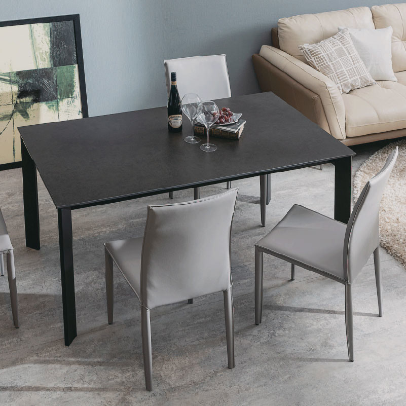 1500*850mm Ceramic Dining Table With Fixed Type Black Metal Base Dt-1017-150
