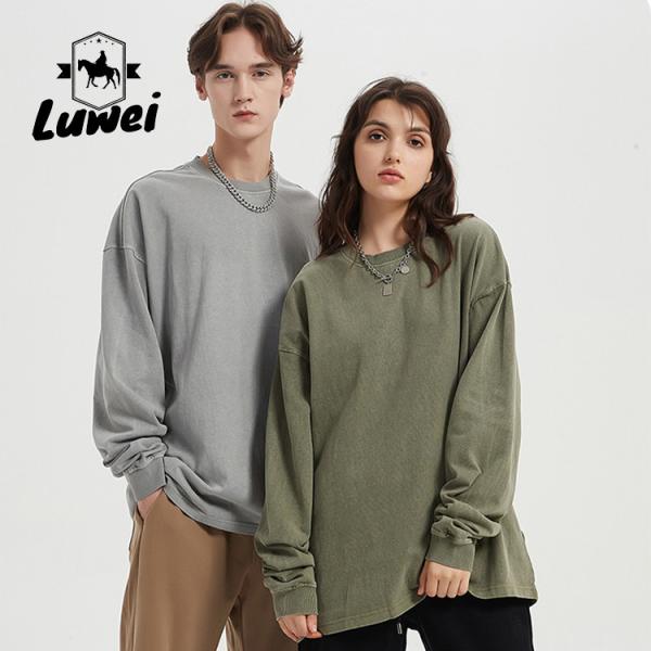 Buy cheap Long Sleeve Heavyweight Cotton Hoodie Grey Crew Neck Vintage Man Sweatshirts from wholesalers