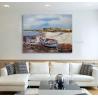 Buy cheap Hand Painted Fishing Boats Oil Paintings, Abstract Canvas Painting on Beach from wholesalers