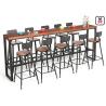 Buy cheap Industrial Metal Base Long Bar Height Table Solid Wood Top 120-300cm Length from wholesalers