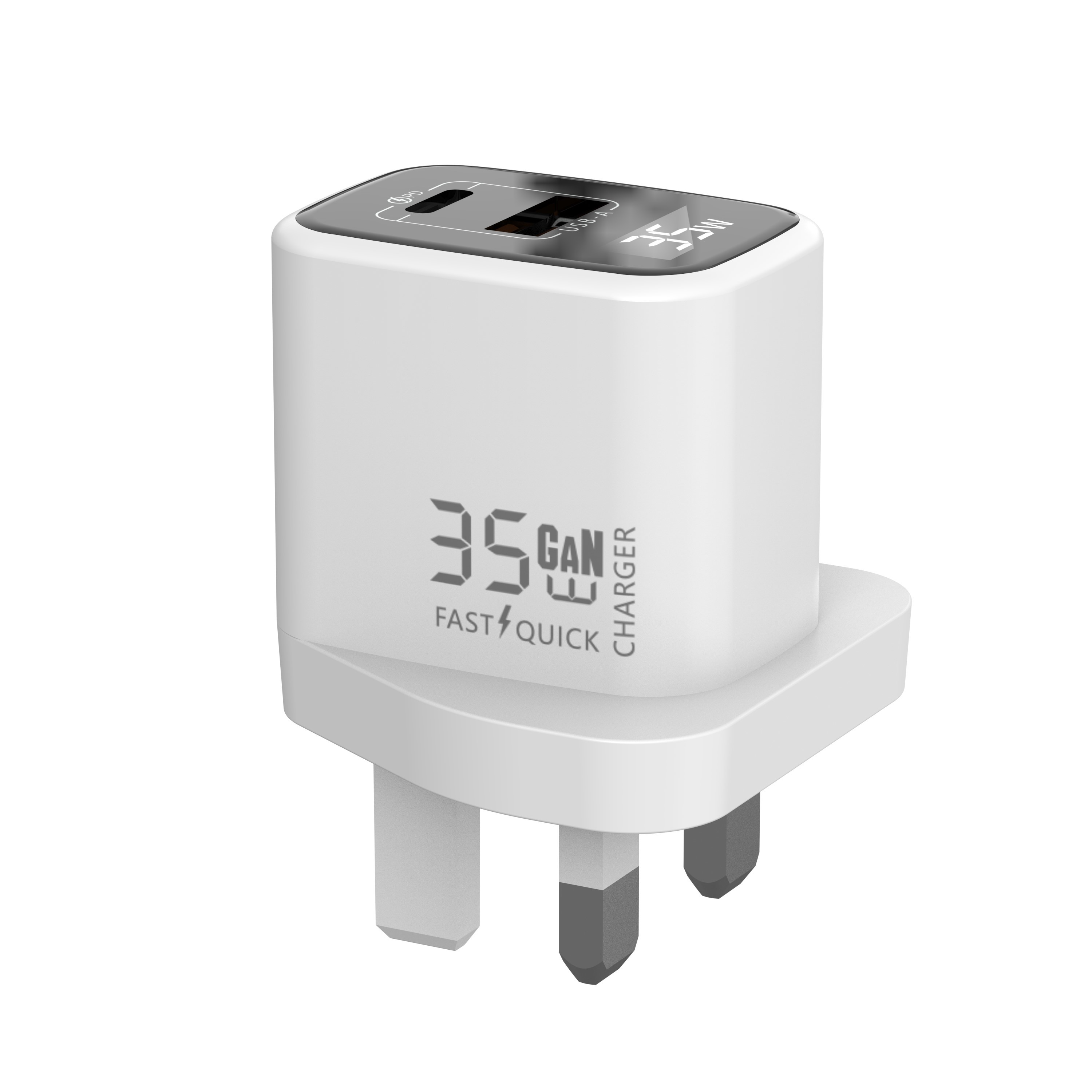 35W GaN Fast Charging USB C Charger Block With Digital Display