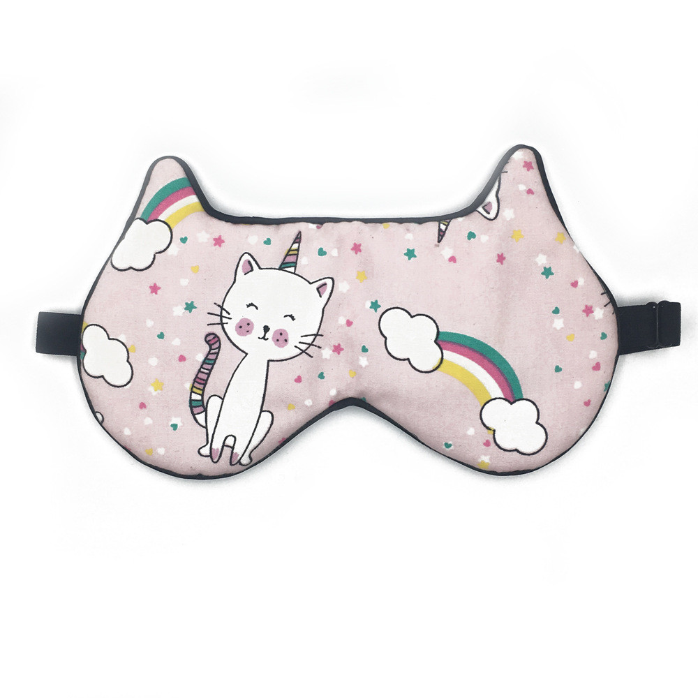 Cat design 100% silk eye mask custom embroidery LOGO printing OEM accepted for sleeping well