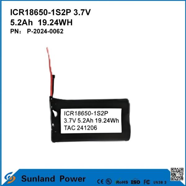 Buy cheap ICR18650-1S2P 3.7V 5.2AH 19.24WH Rechargeable Battery from wholesalers