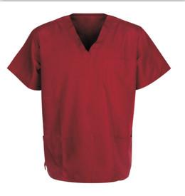 Buy cheap 155 GSM Dull Red V Neck Short Sleeve Dull Red Medical Uniform Scrubs Antimicrobial from wholesalers
