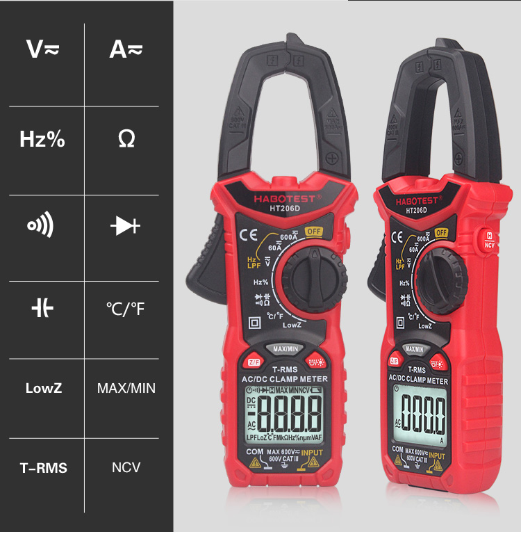 100mF HT206D 6000 Counts Digital Clamp Multimeter