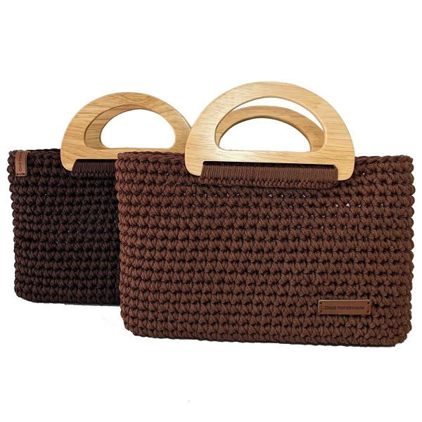 Buy cheap Hand Weaving Natural Hemp Rope Crochet Hand Bag Woven With Wooden Handle from wholesalers