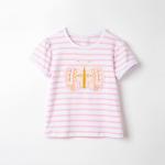 1.1M 43.3IN Girl Children'S Sports Shirts White Half Sleeve Top Navy Blue Oem
