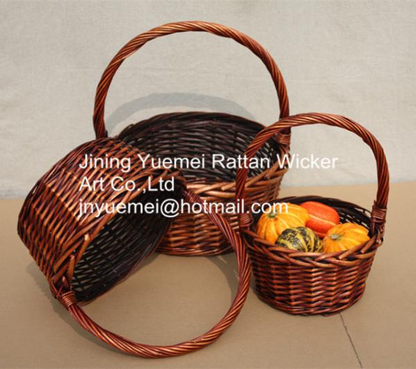 Buy cheap willow food basket with handle brown three size from wholesalers