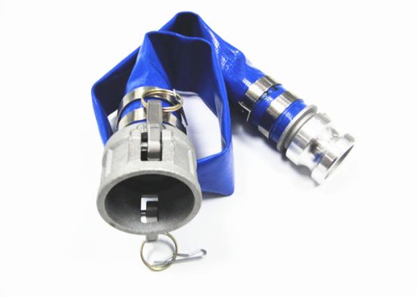 Industrial Pump Water Hose , Durable Blue Layflat Hose With Connectors /