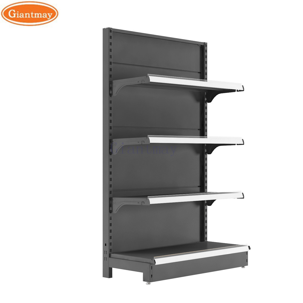 Single Side Retail Display Racks Stores Black Supermarket Shelf Gondola