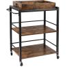 Buy cheap Food Serving Oak Wood Catering Modern Kitchen Cart Trolley 3 Tier Rustic Brown from wholesalers