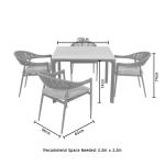 Stylish Outdoor Dining Set with Metal Frame and Rope Weave Armchair L 57 x W60 x
