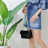 Buy cheap Washed Ladies Denim Pearls A Line Jean Skirt With Hole , Blue Jean Mini Skirt from wholesalers