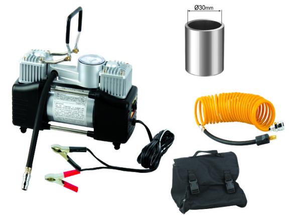 Buy cheap Silver And Black Steel 12v Heavy Duty Air Compressor Double Cylinder With Gauge from wholesalers