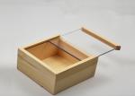 Small Brown Handmade Wooden Boxes , Bamboo Wood Box With Clear Sliding Lid